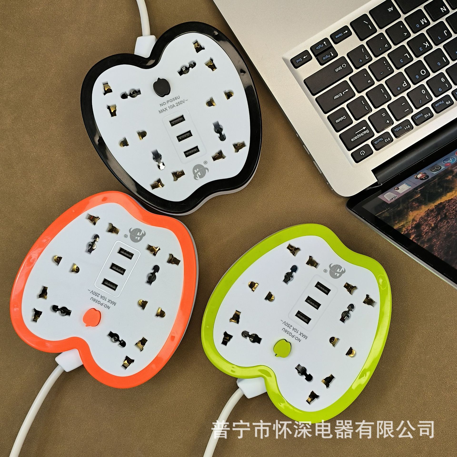 PG58U#3USB苹果形排插家用办公多功能插座 缅甸  泰国  菲律宾