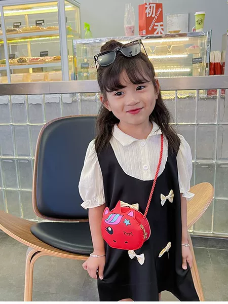 New Kidsren's Bag Pu Girls Fashion Unicorn Crossbody Bag Cartoon Baby Coin Purse Export Kidsren's Shoulder Bag