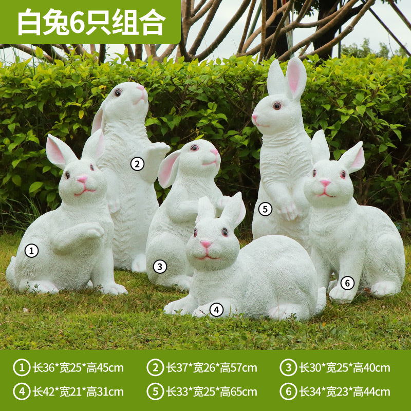 Parque Bosque Simulación Mushroom Escultura Decoración de jardín Patio Decoración de conejo Césped FRP Animales Escenografía