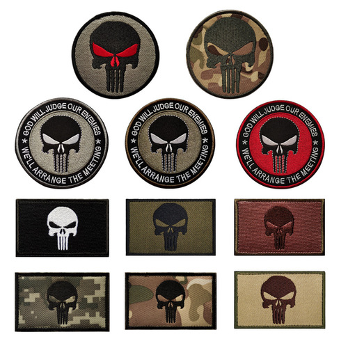 Embroidered Velcro Badge Punisher Skull Armband Tactical Morale Badge Cloth Patch Bag Clothing Accessories