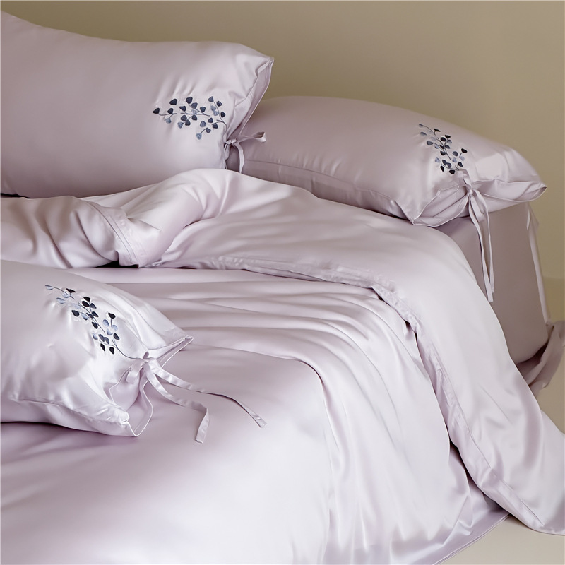 Embroidered Tencel Ice Silk Duvet Cover Four-piece Cooling Set_voghion.com