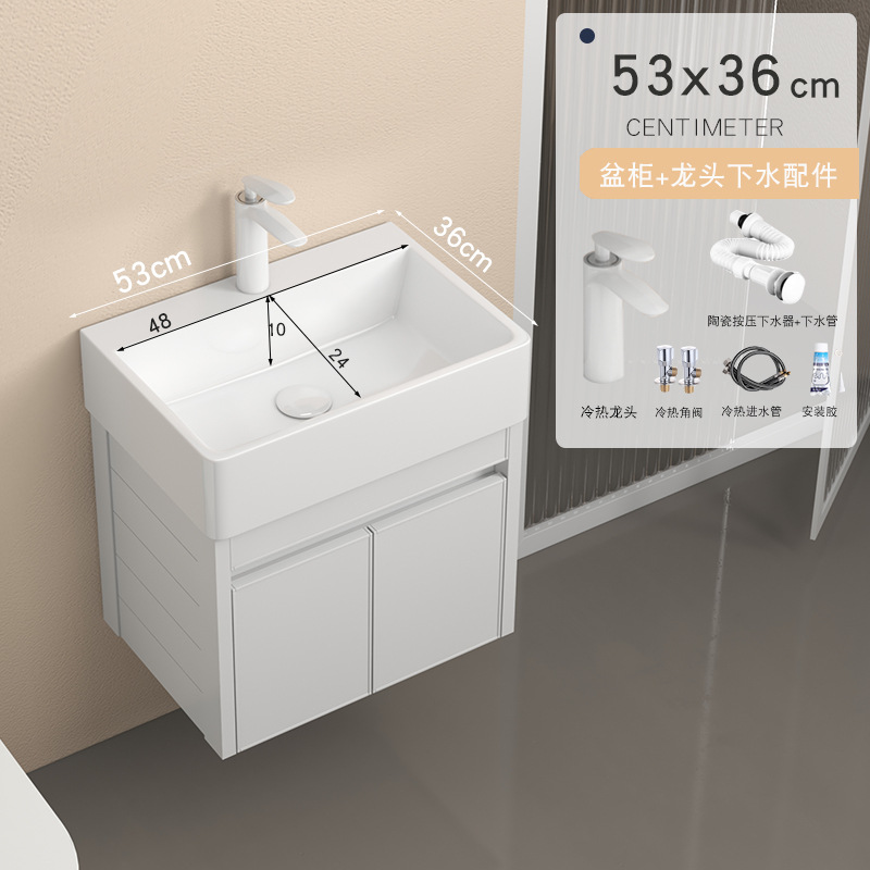 Engrosado espacio gabinete de baño de aluminio pequeño apartamento lavabo Mini lavabo de baño lavabo integrado lavabo de cerámica