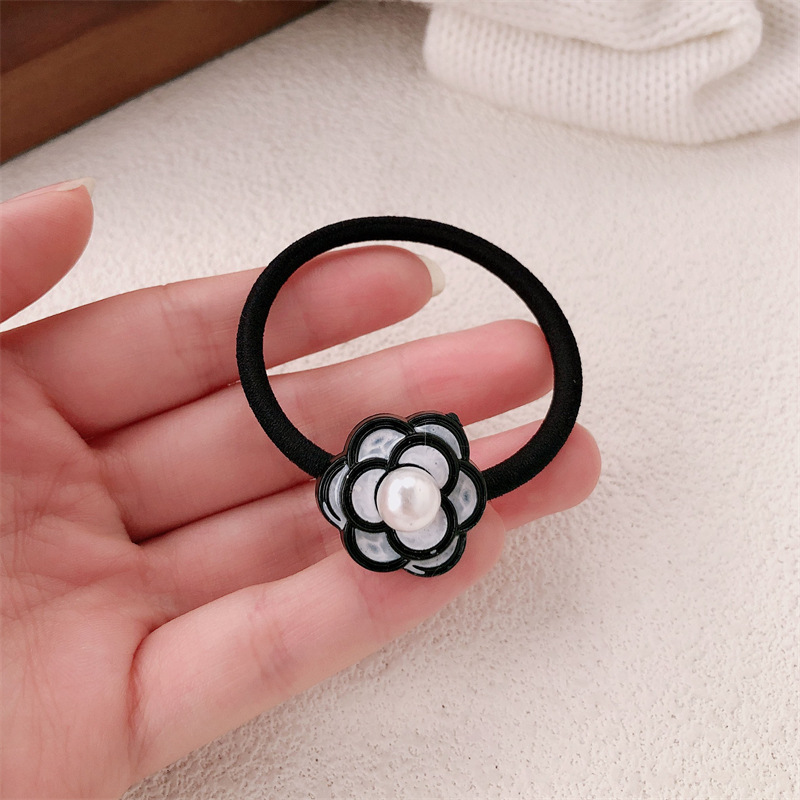 Simple Xiaoshan camellia anillo de cabello temperamento femenino elegante baja cola de caballo correa de cabello elástica alta adornos de cabello duraderos