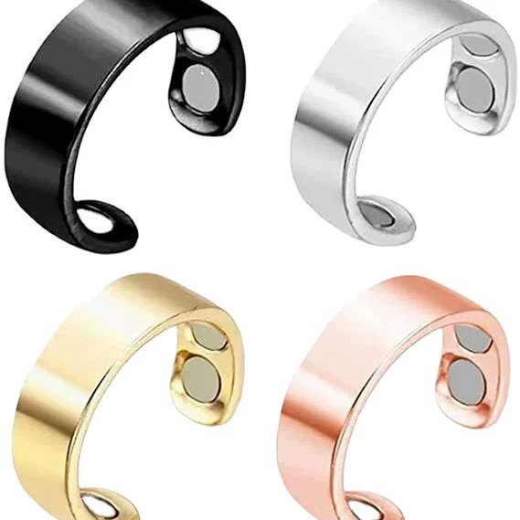 Amazon Wholesale Personalized European and American Electroplated Rose Gold Ring Men's Double Magnetic Health Care Opening Double Magnet Ring