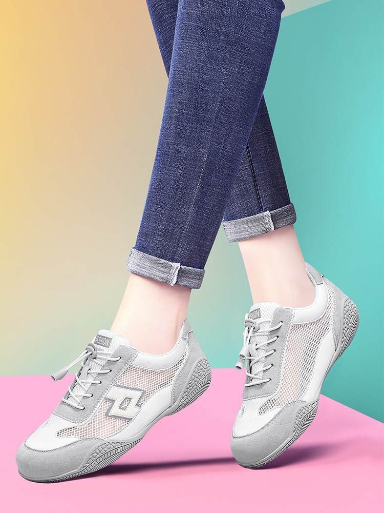 Giày sneaker nữ da thật lỗ thoáng khí đế phẳng nhẹ mùa hè 2025 — Màu xanh lá cây (1061), B5-05=giá trị thông số Kd, (cài 2), Màu trắng (1061), Trắng đen 1062 chi tiết 9