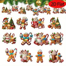 跨境新品24件圣诞节创意复古姜饼人暖心庭院木质装饰 派对挂件