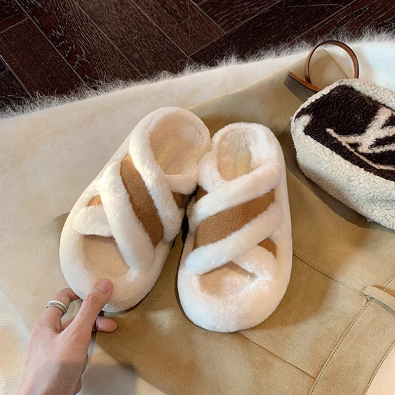 Grava Madre Otoño Invierno Nuevo Pantalones de lana Cross-Cirrea de empalme cálido ocio viento zapatillas de fondo grueso nuevas mujeres