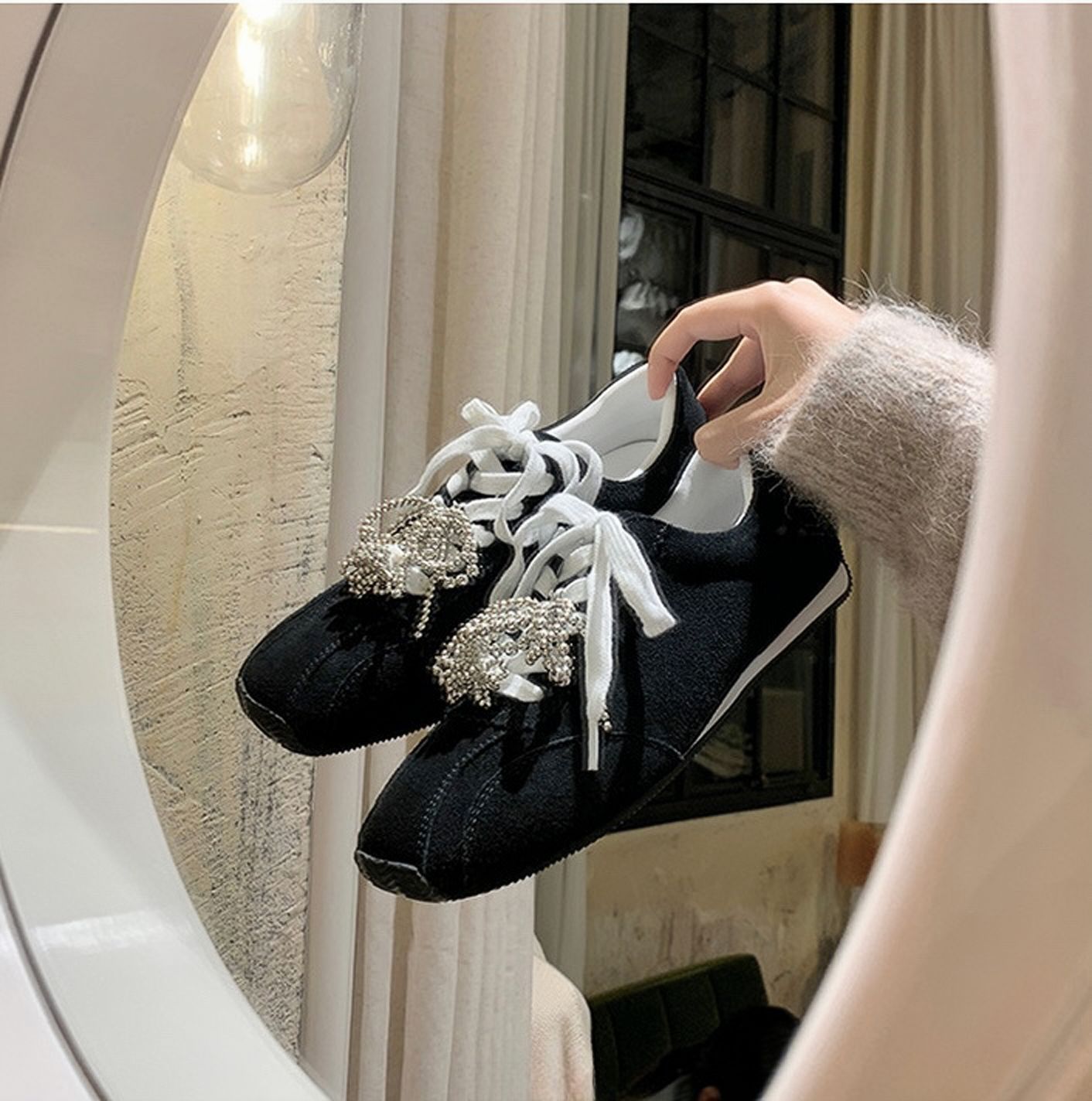 Versión de cuero de vaca de la uva de la misma cabeza retrógrada de perla zapatos de arco de zapatos deportivos casuales zapatos de entrenamiento de la mujer Gump zapatos