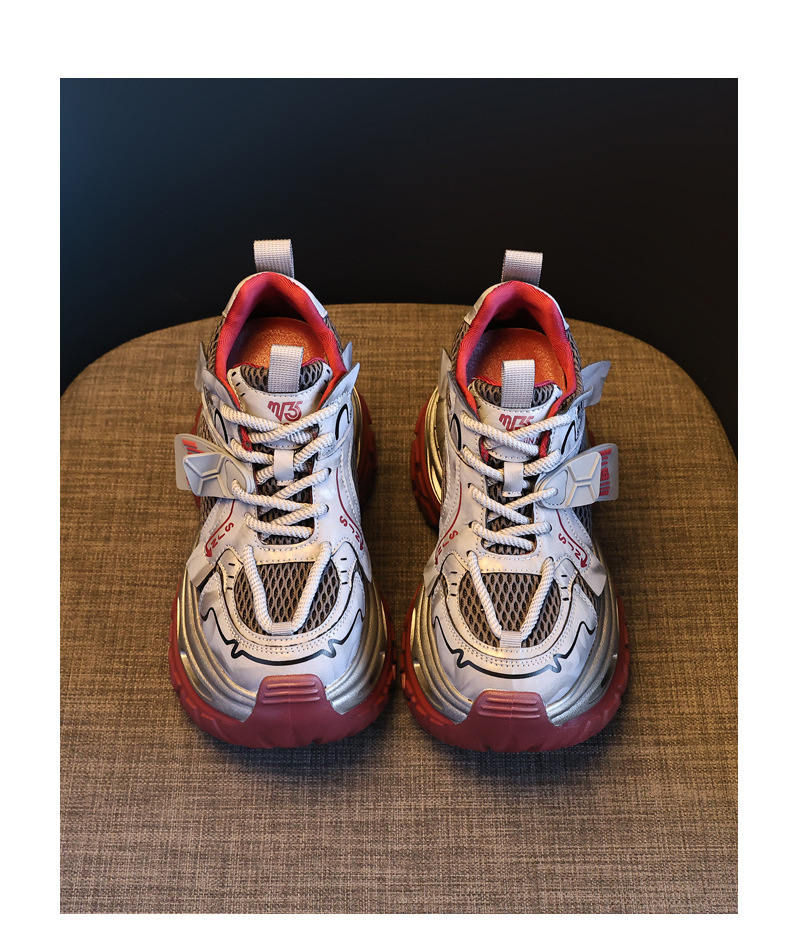 Giày sneaker nữ chunky đế dày tăng chiều cao 9 cm phong cách thể thao — sâm panh chi tiết 18