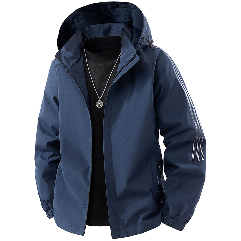 Cross-border popular spring and autumn jacket for men, detachable hood, slim-fit sports casual jacket, trendy men's windbreaker Cross-border popular spring and autumn jacket for men, detachable hood, slim-fit sports casual jacket, trendy men's windbreaker