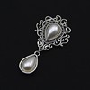 Ancient silver hollow lace pearl double crystal water droplet DIY material accessories alloy flower plate drilling pendant