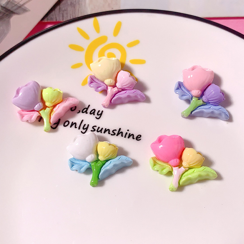 Nueva serie de flores de corn de macarón Diy accesorios de resina crema pegamento para el cabello caja de papelería colgante material hecho a mano