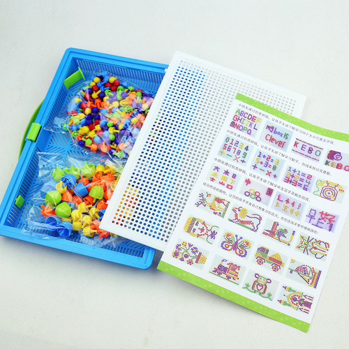 Creative 296 Mushroom Nail Pin Puzzle Children's Educational Toys Wholesale Qiaoqiao Nail Puzzle 3-7 Years Old Factory Direct Sales