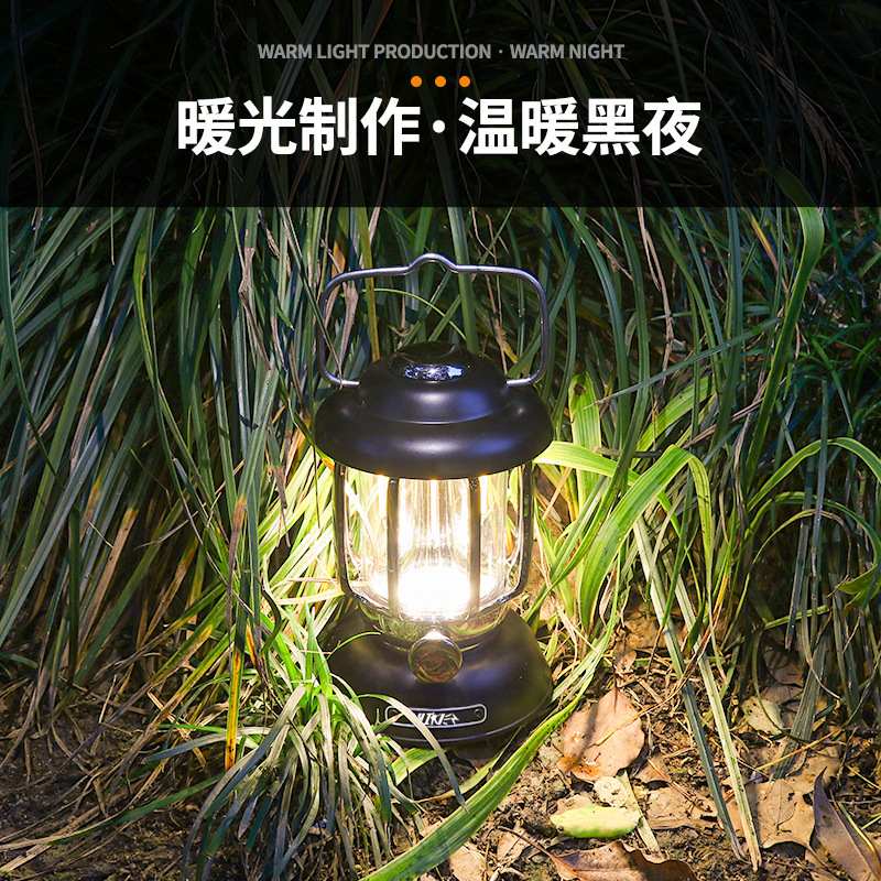 Nueva transfronteriza lámpara de camping al aire libre camping linterna doble fuente de luz lámpara de iluminación impermeable multi-funcional larga resistencia resaltar