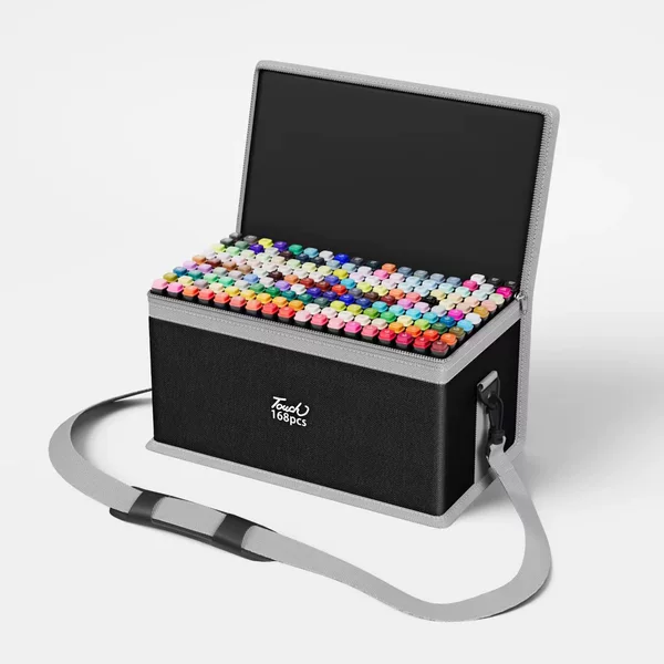 Marker pen alcohol-based dual-tip set for drawing, suitable for children and students, anime watercolor pens, 100 colors, 262 colors, cartoon drawing