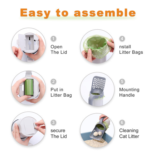 Cross-border all-in-one cat litter scoop, cat litter box, built-in garbage bag set, pet removable cleaning supplies