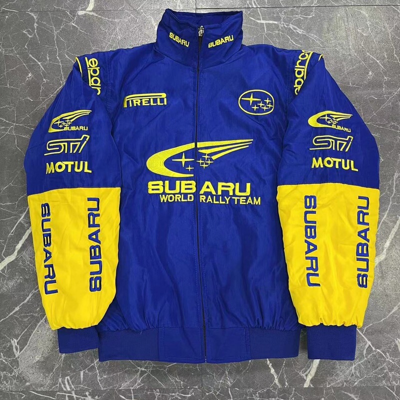 Wholesale F1 Fully Embroidered Racing Suit Trendy Style F1 Retro European and American Style Motorcycle Riding Gear Blue Jacket Coat Wholesale F1 Fully Embroidered Racing Suit Trendy Style F1 Retro European and American Style Motorcycle Riding Gear Blue Jacket Coat