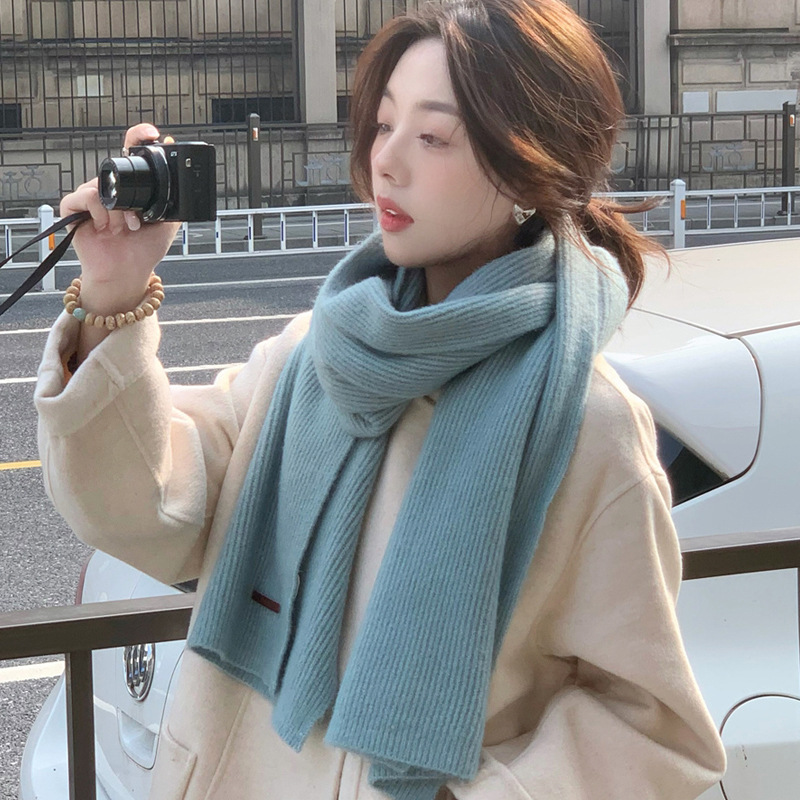 【 Premium Blue 】 High quality wool soft sticky small leather label knitted women's autumn and winter warmth, versatile_voghion.com