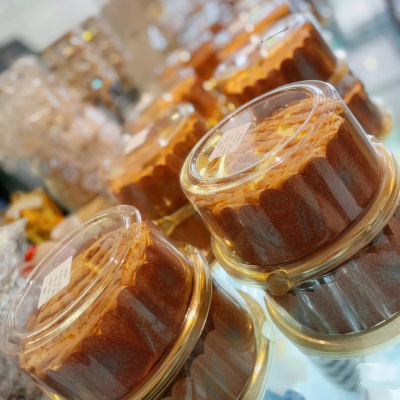 Pastel de mousse desechable A1680 oro 5 pulgadas de alta cubierta West dot hornada caja redonda mano lágrima pan caja de embalaje transparente