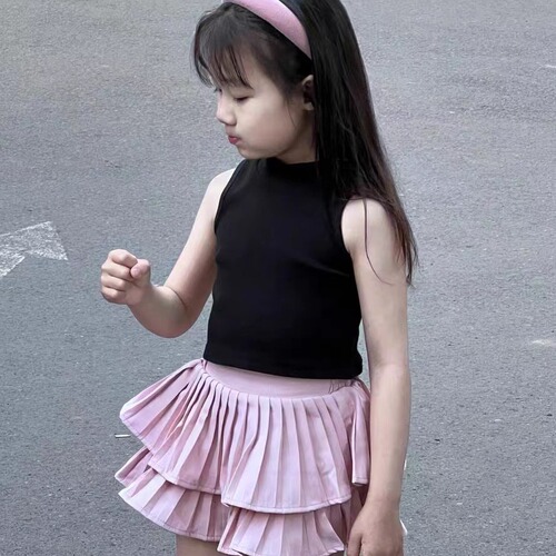 Children's pleated cake dress 2025 spring and summer new style girls 'white short skirt baby fluffy skirt princess culottes