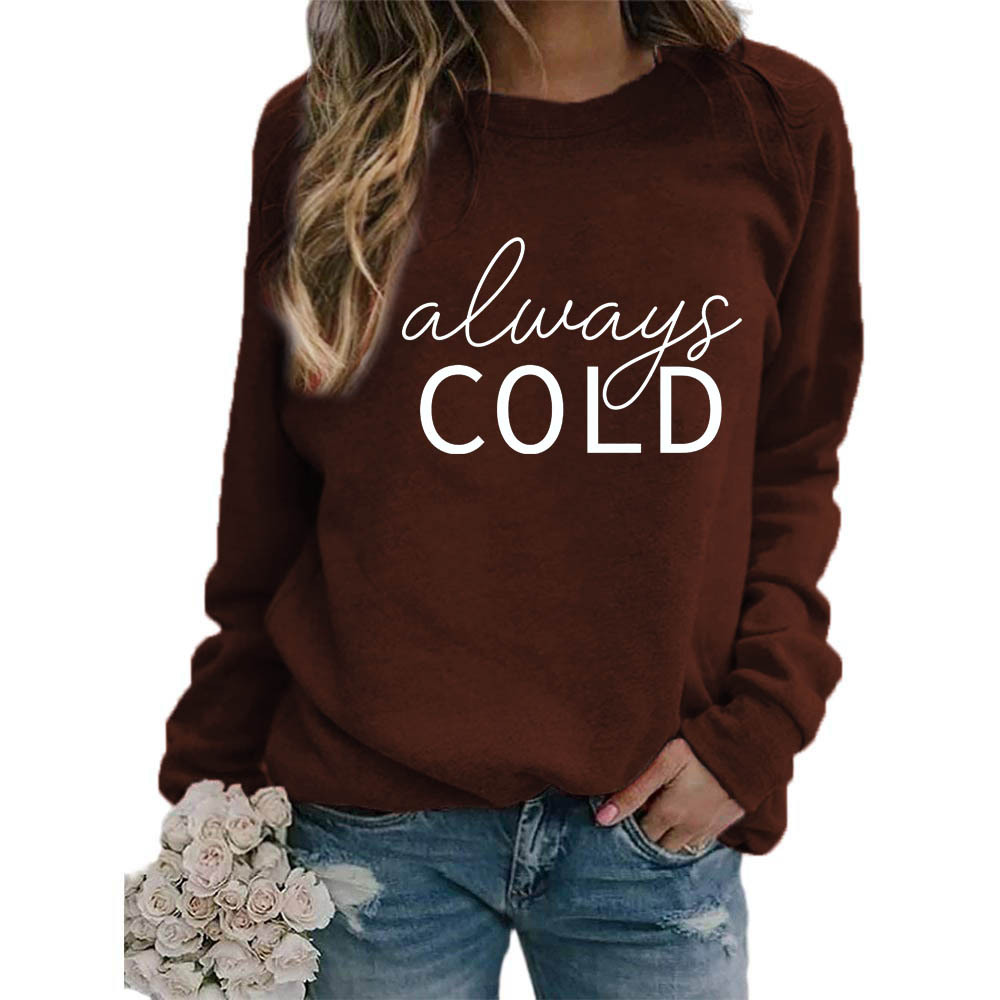 Comercio exterior transfronterizo suministro europeo y americano FRÍO impreso cuello redondo más tamaño europeo suelta casual Otoño e Invierno de las mujeres