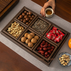 中式海棠花托盤下午茶點心零食水果盤圍爐煮茶四宮格六宮格乾果盤