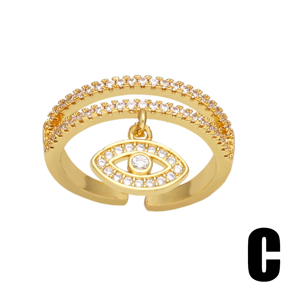 Fashion Devilu0027S Eye Star Copper Open Ring Plating Inlay Zircon Copper Rings