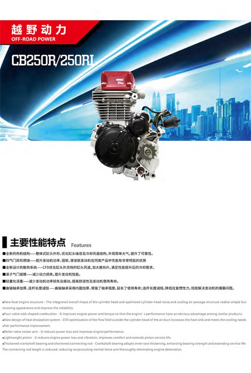Zongshen Cb250R Four-Valve Air-Cooled Engine New Power Engine Kevius Off-Road Motorcycle Modification
