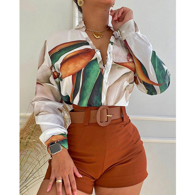 Women'S Blouse Long Sleeve Blouses Printing Vacation Printing Without Belt display picture 2