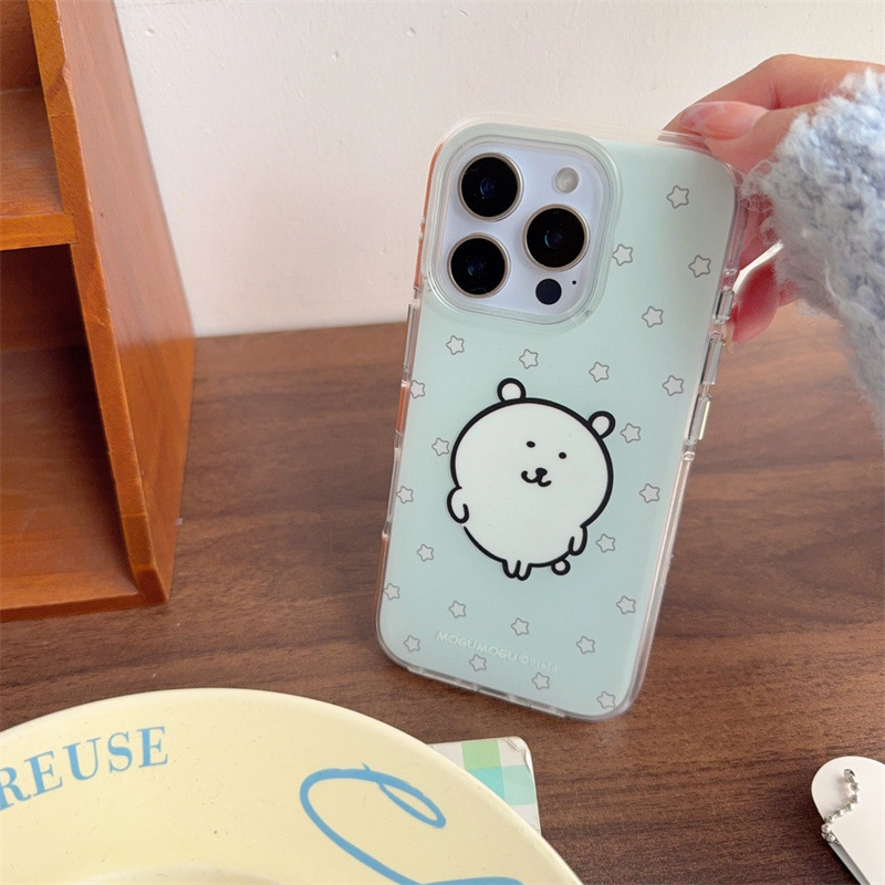 Pequeño oso de estrella verde menta fresca para iPhone16ProMax Apple 15Pro nueva pareja 14/13
