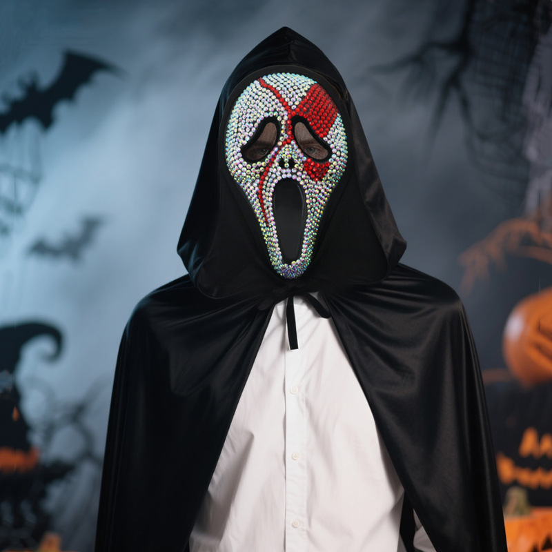 Nuevos productos transfronterizos de Halloween con taladro de la muerte gritando fantasmas máscaras de maquillaje de baile accesorios de vestuario