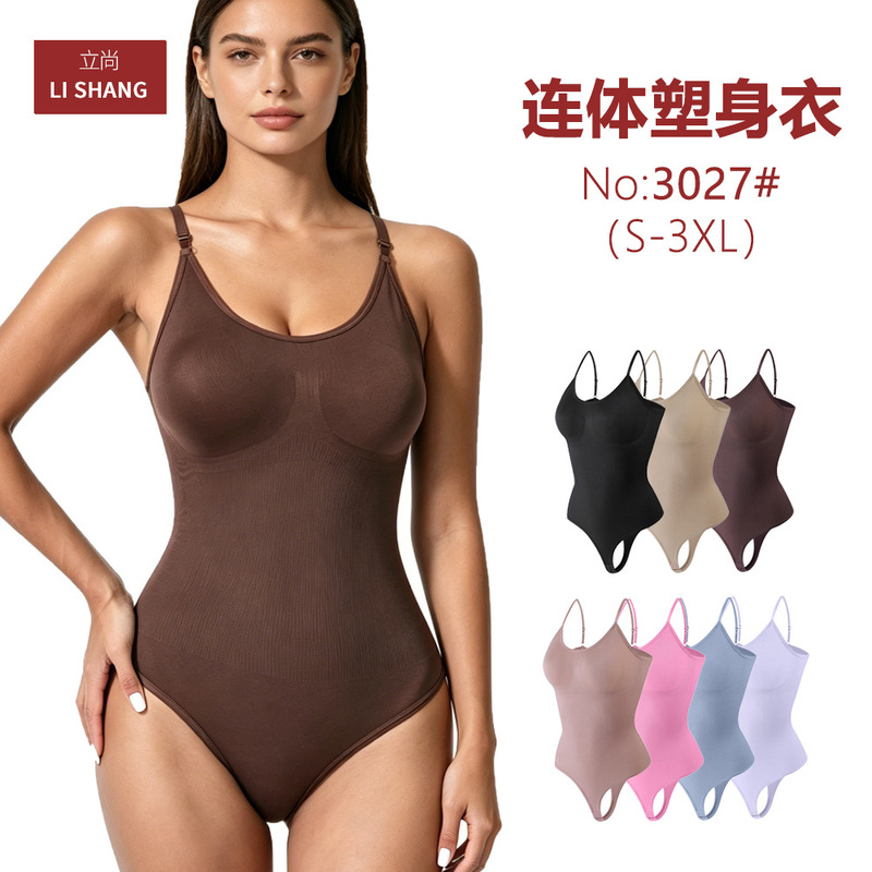 Cross-border foreign trade thong shapewear, backless tight-fitting tummy control bodysuit, European and American lingerie corset with straps