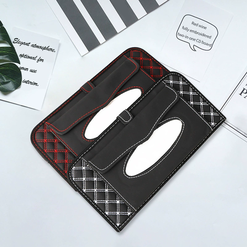 DeRanFu Double-Layer Auto Storage Bag - 3-in-1 Case for Wipes & CDs, Stylish & Functional ДеРанФу Двухслойная сумка для хранения в автомобиле - 3-в-1 чехол для салфеток и CD, стильный и функциональный