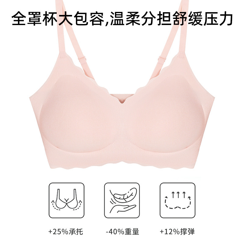 【ライクラ】涼しい夏用極薄クールシームレス美背中ブラジャー レディース プッシュアップ ノンワイヤー ソフトサポートブラ|undefined