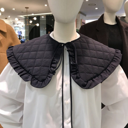 South Korea's Dongdaemun  spring new shawl with thickened cotton fake collar niche small shawl for cute women