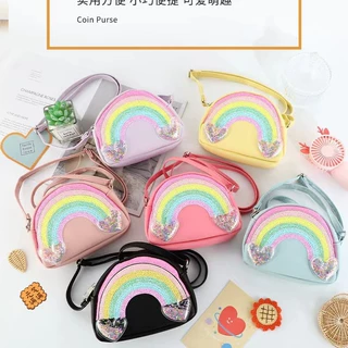 跨境迷你卡通儿童单肩包可爱彩虹爱心斜挎包简约轻便小清新学生