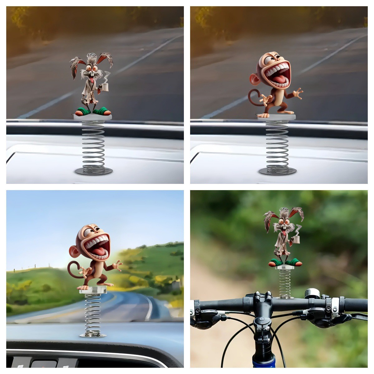 Colgar adornos transfronterizos divertidos monos gigantes exagerados bebés conejos acrílicos 2D adornos de primavera para automóviles rock music image 1