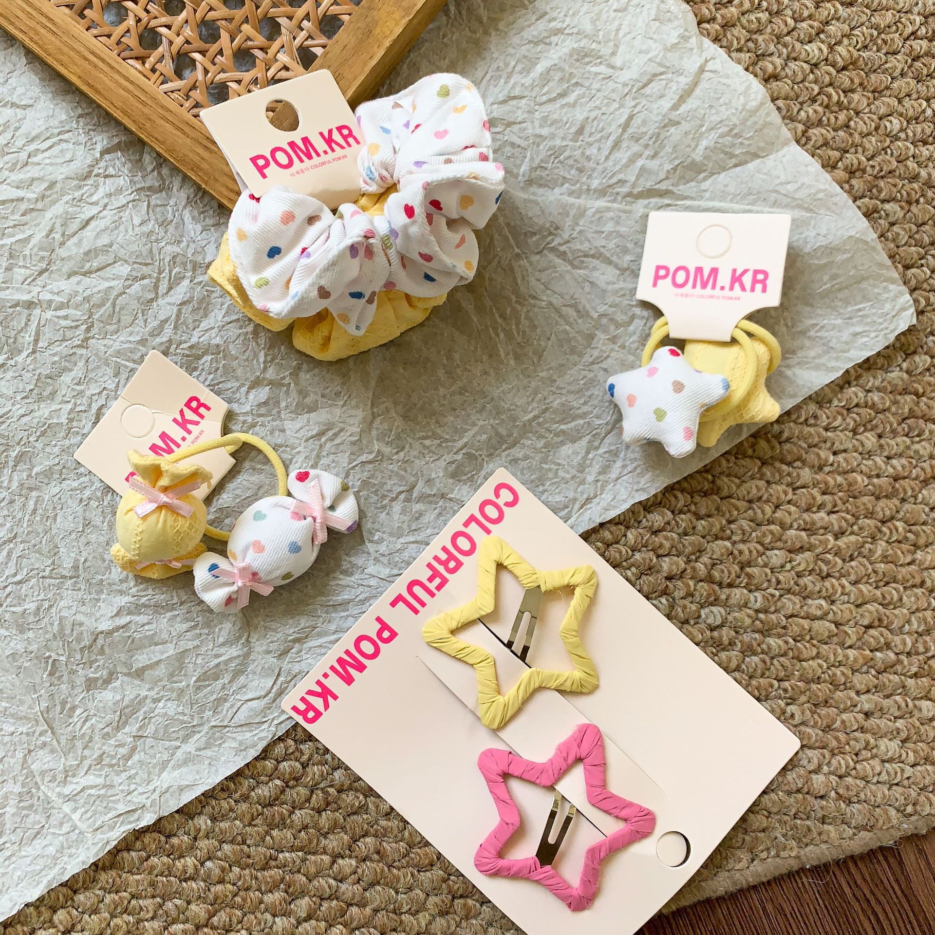 Sugar Pear ropa infantil niñas brocas de tela anillo para el pelo 2026 puntos de dibujos animados para niños brocas de pelo bebés accesorios para el pelo
