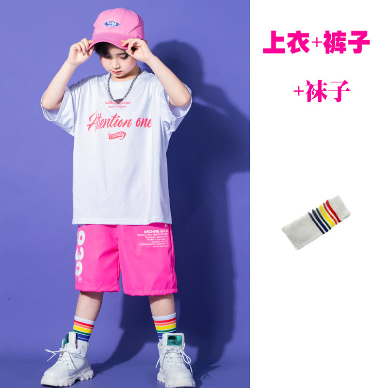 Children Rapper singer pink with white jazz dance costumes for girls ...