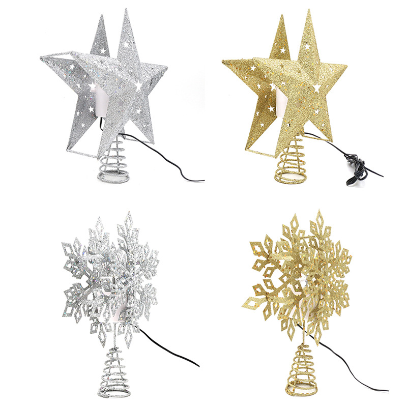 圣誕樹頂星禮帽雪花投影燈 鐵藝3D星星動態(tài)暴風(fēng)雪投影圣誕裝飾燈