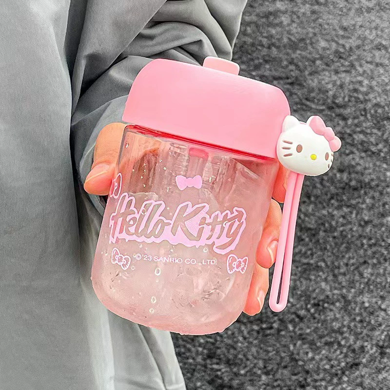 Санрио, Hello Kitty, подлинно милая ручная высококачественная стеклянная чашка для студентов со стеклом, защита от падения