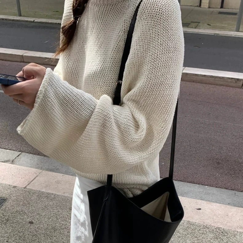 In Stock 2026 Spring New Korean Style Not*Ing Written Solid Color Round Neck Long-Sleeve Knit Sweater Top for Women