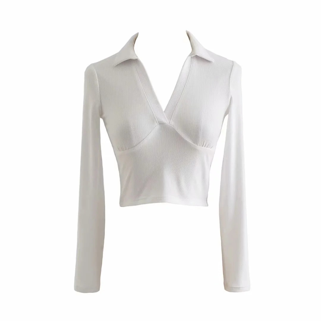 Polo collar cross long sleeve t-shirt NSAC31336
