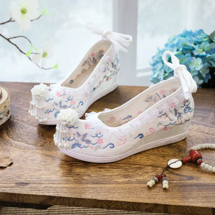 Songhe 2023, новые туфли династии Хань в этническом стиле с вышивкой, увеличенной высотой, студенческая обувь в древнем стиле, древние танцевальные туфли для костюмов