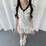 v领夏季新款星星t恤