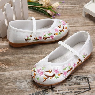 Children's Han Dynasty Dance Shoes, Girls' Ancient Style Embroidered Shoes, Ethnic Baby Boys' Old Beijing Cloth Shoes, Dance Performance Shoes