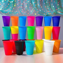 20PCS跨境新纯色16OZ/9OZ7OZ塑料杯生日派对活动聚会家庭PE塑料杯