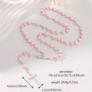 Fuchsia rosary, necklace, accessory, for import, Amazon
