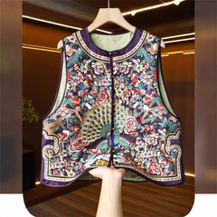 春の新型馬甲重工刺繍百合上着民族風袖なしキャミソール新中国式国風馬挟み