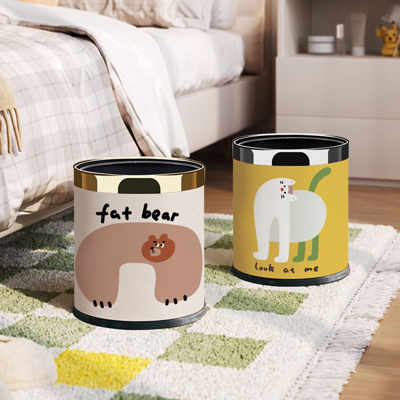 Cartoon-Style Simple Double-Layer Large-Capacity Trash Can for Home Use in Living Room, Kitchen, Bedroom, and Bathroom, Available for Dropshipping